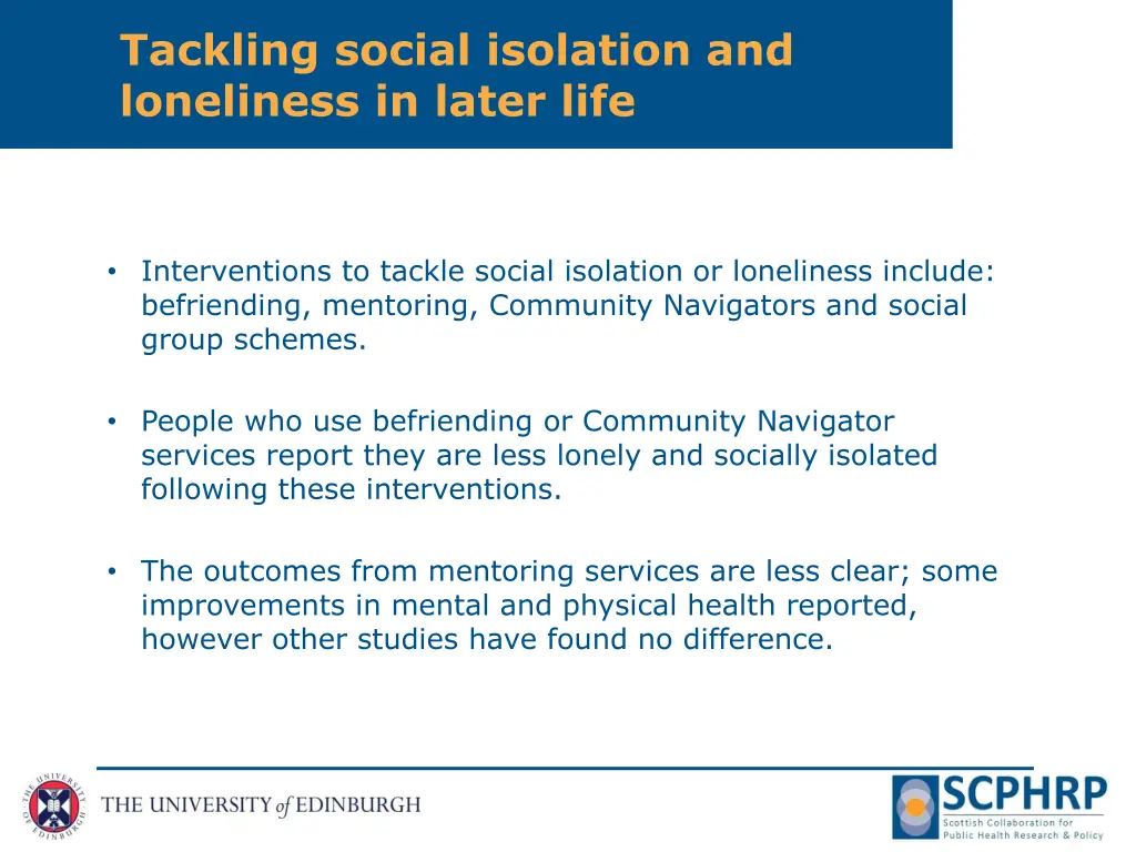 tackling social isolation and loneliness in later