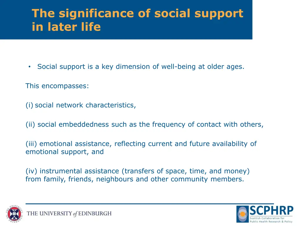 the significance of social support in later life