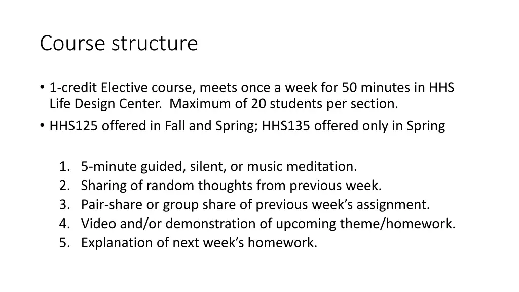 course structure