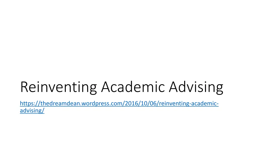 reinventing academic advising