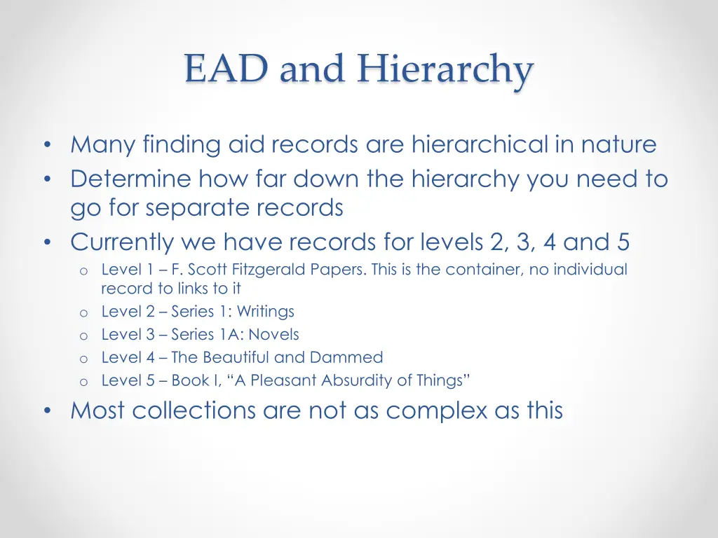 ead and hierarchy