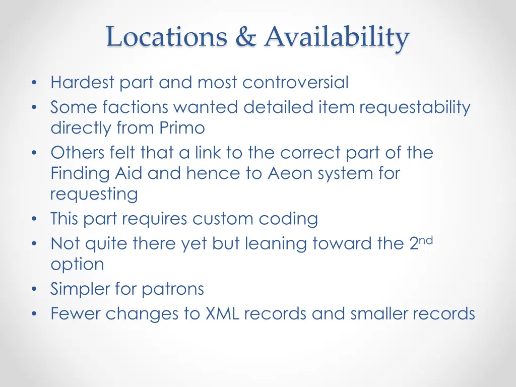 locations availability