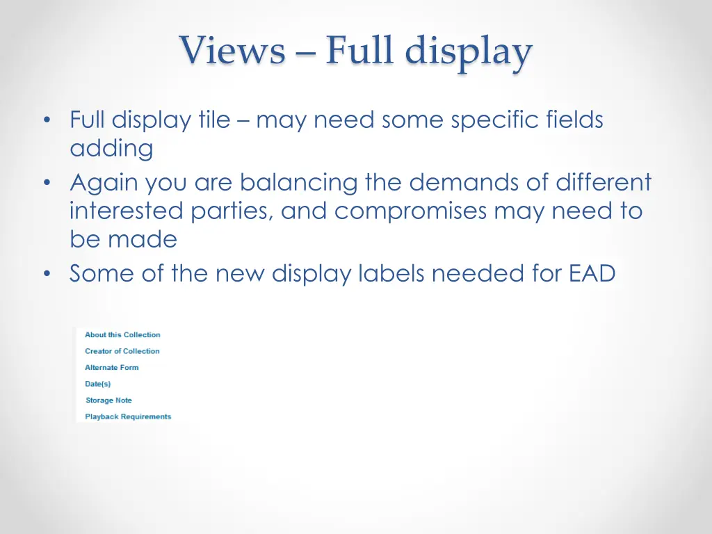 views full display