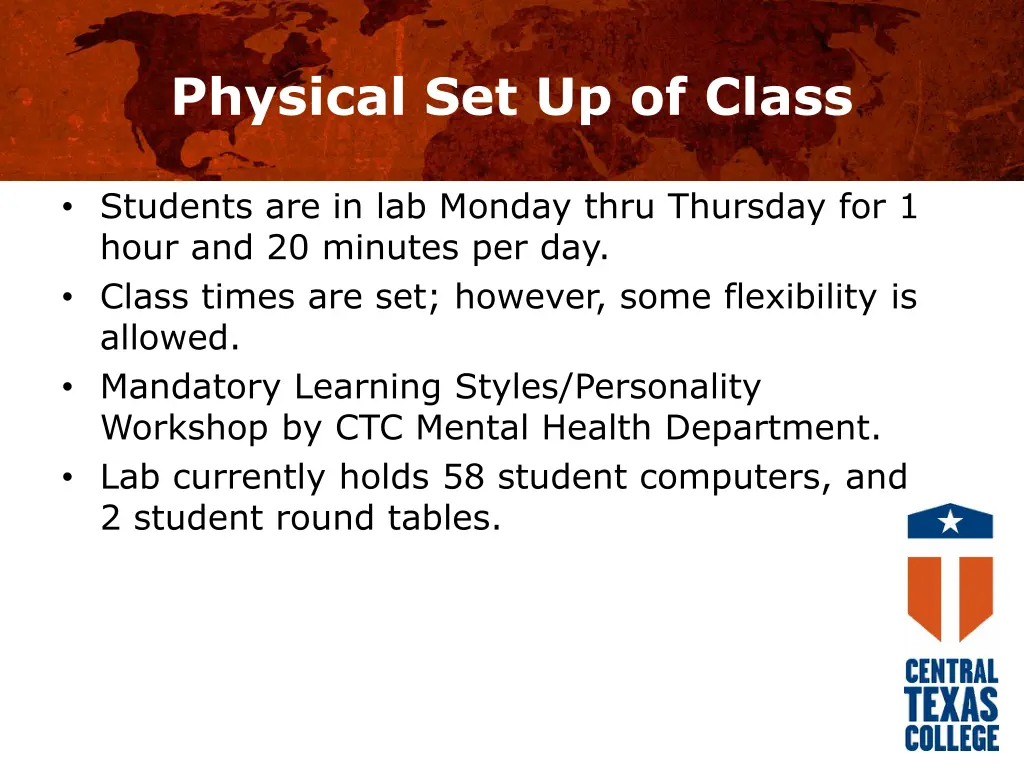 physical set up of class