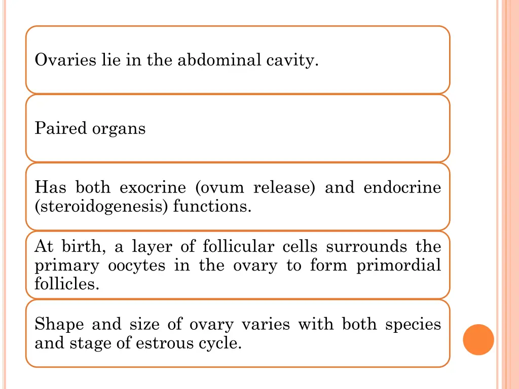 ovaries lie in the abdominal cavity