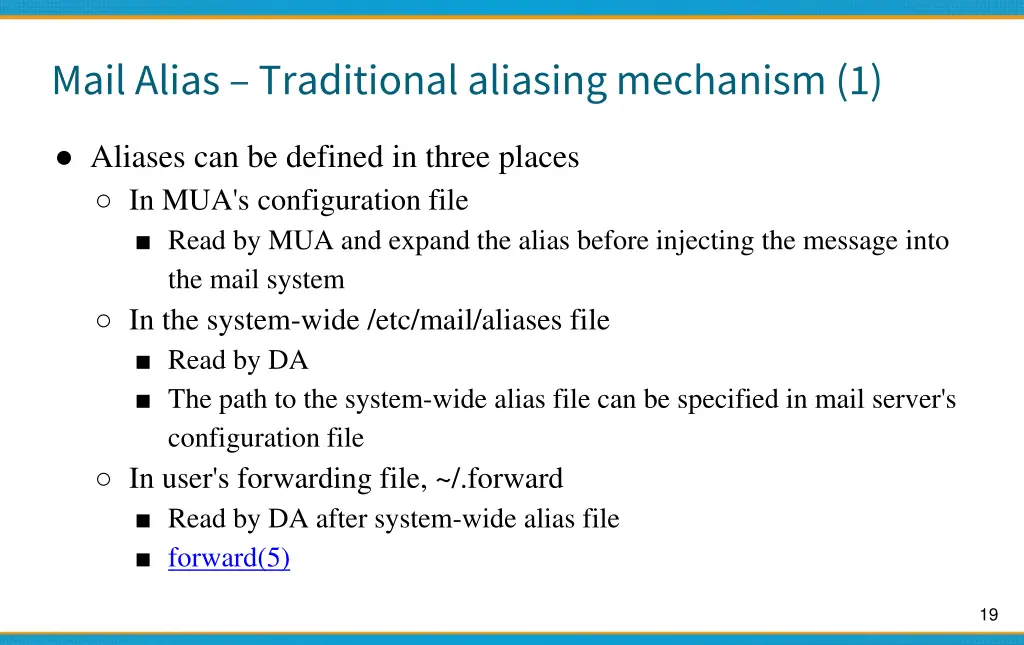mail alias traditional aliasing mechanism 1