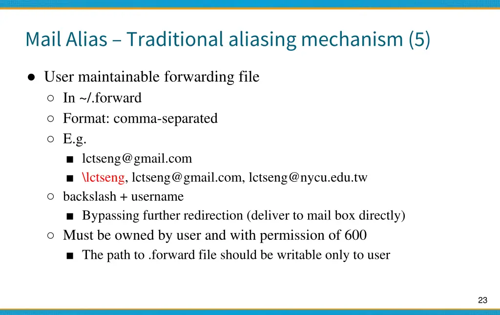 mail alias traditional aliasing mechanism 5