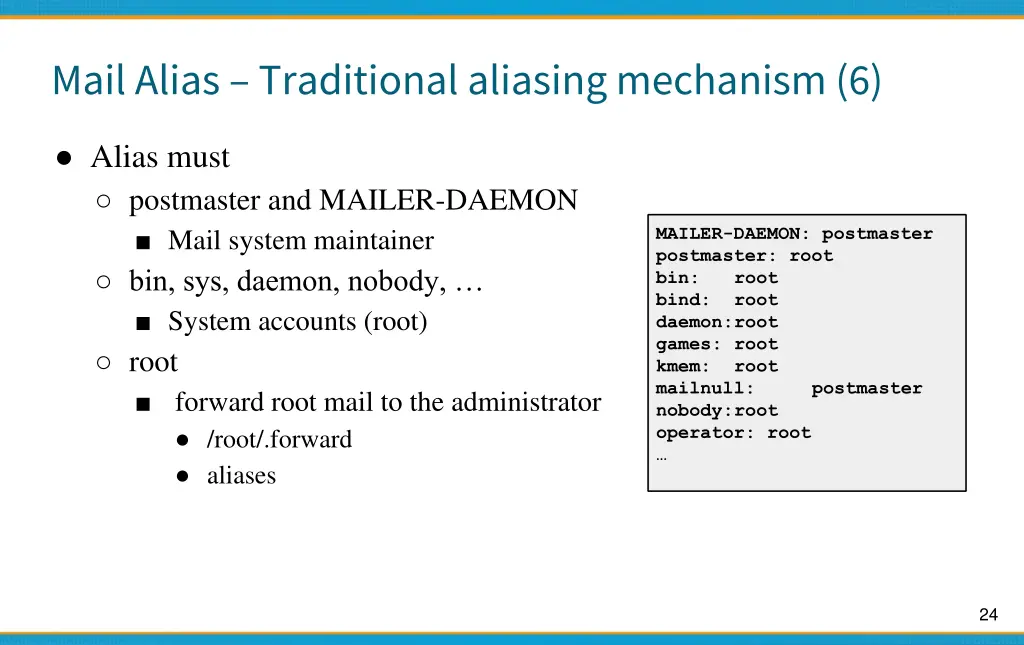 mail alias traditional aliasing mechanism 6