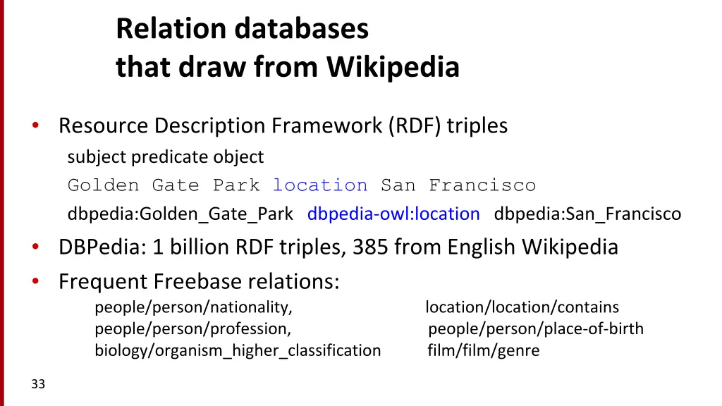 relation databases that draw from wikipedia