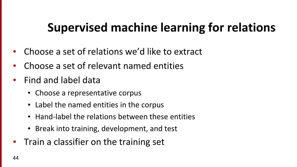 supervised machine learning for relations