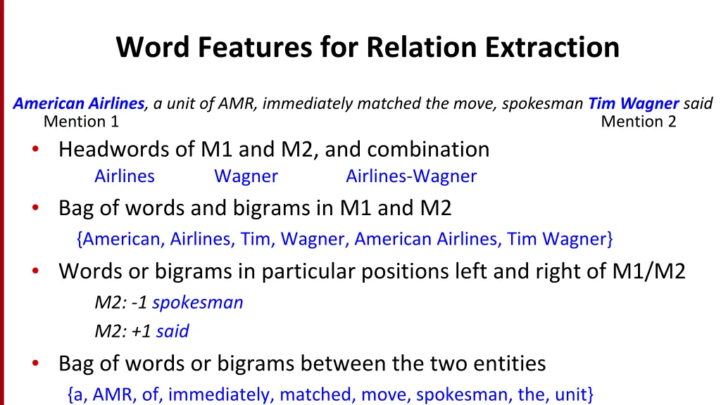 word features for relation extraction