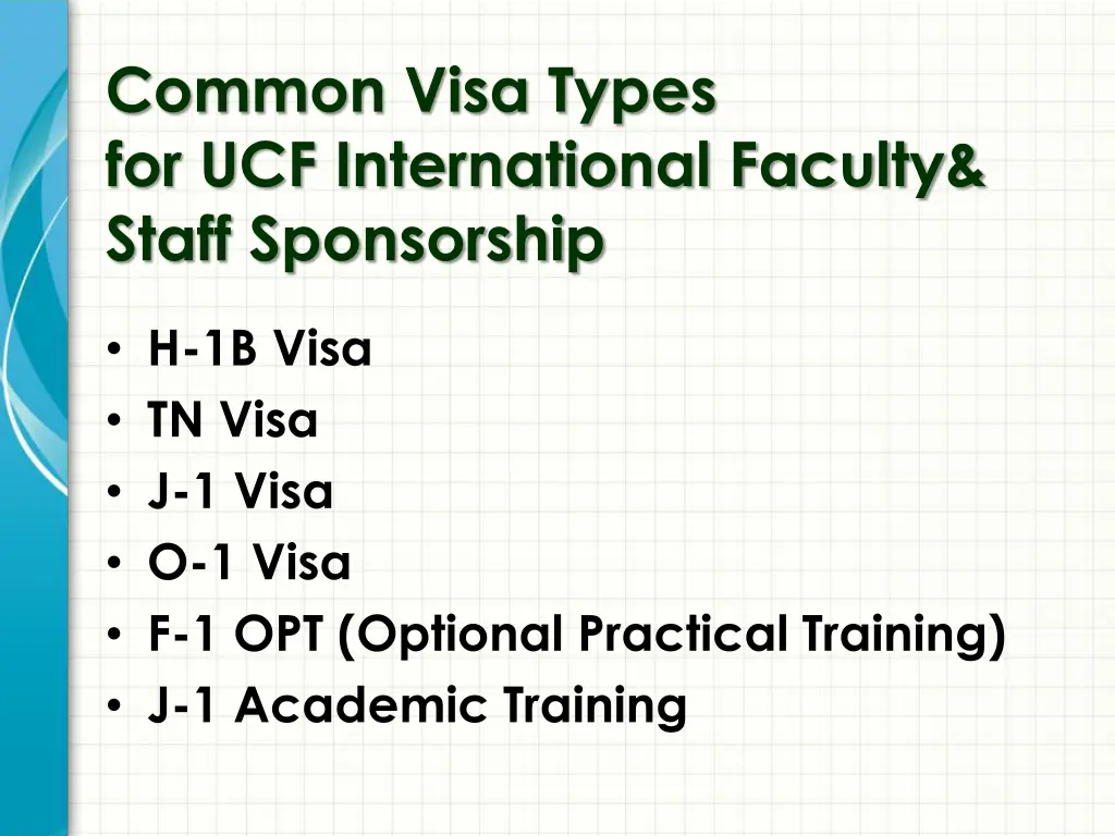 common visa types for ucf international faculty