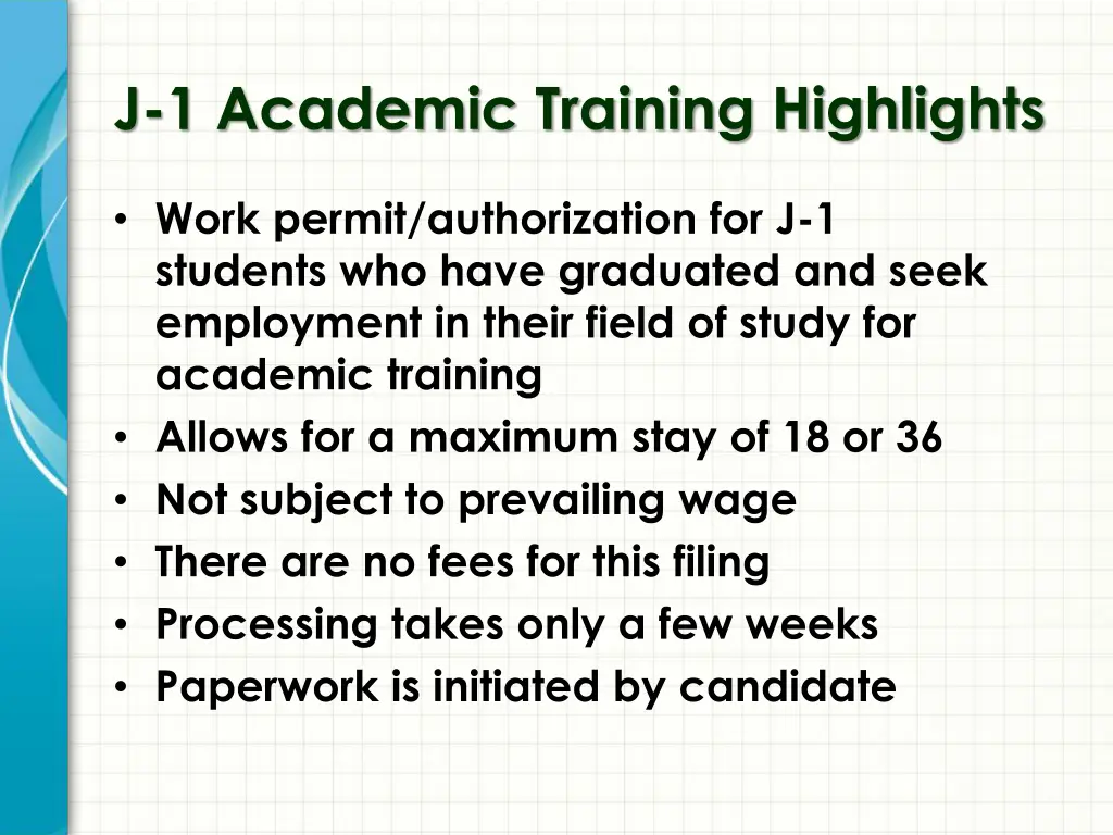 j 1 academic training highlights