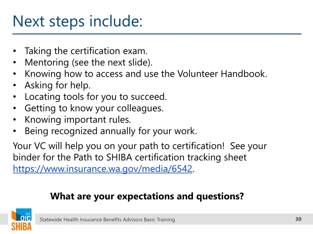 next steps include