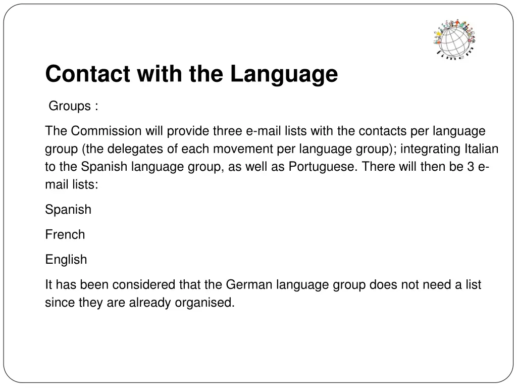contact with the language