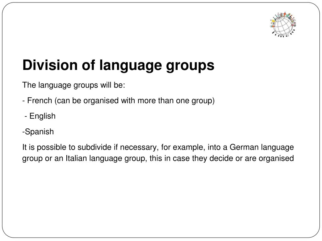 division of language groups