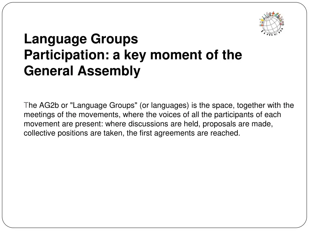 language groups participation a key moment