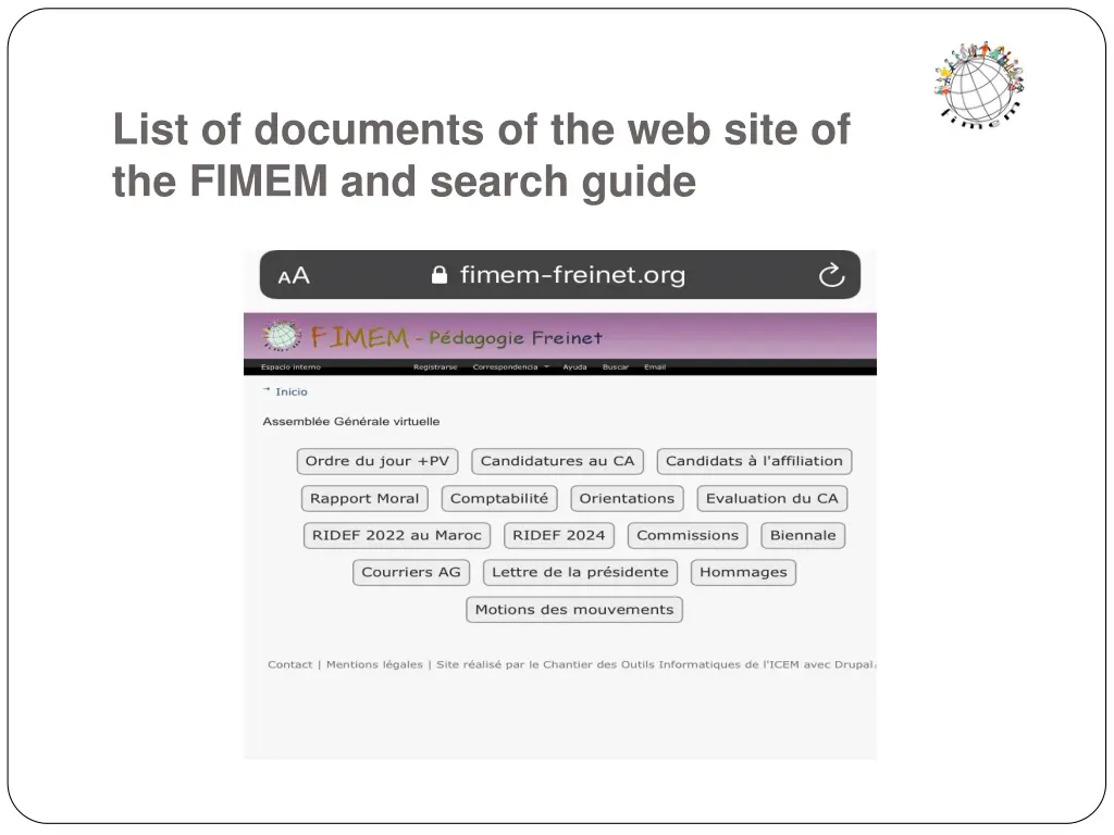 list of documents of the web site of the fimem