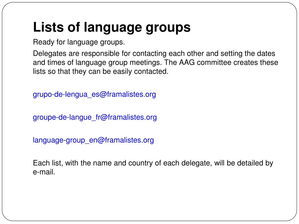 lists of language groups ready for language