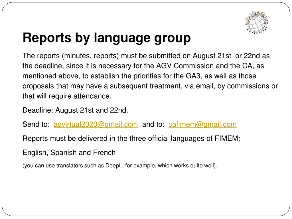 reports by language group