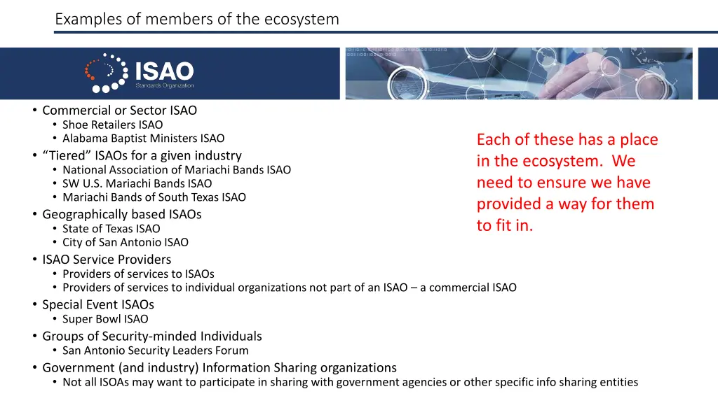 examples of members of the ecosystem