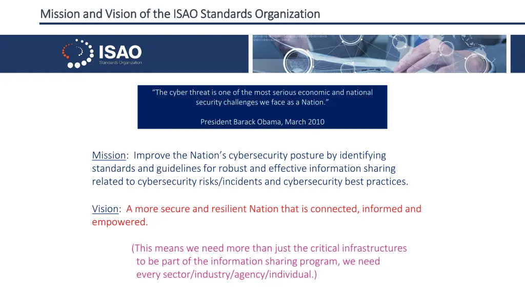 mission and vision of the isao standards