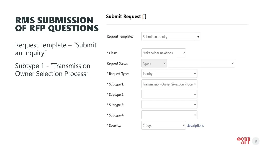 rms submission of rfp questions
