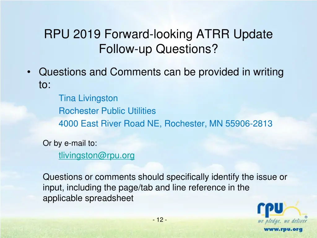 rpu 2019 forward looking atrr update follow