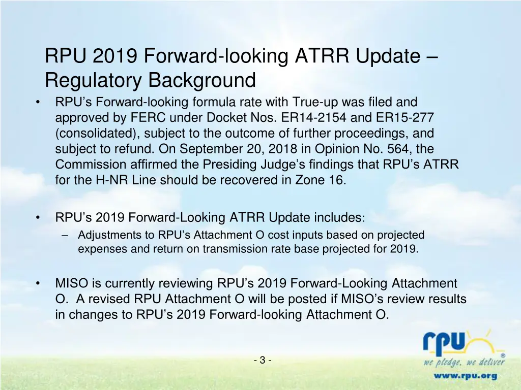 rpu 2019 forward looking atrr update regulatory