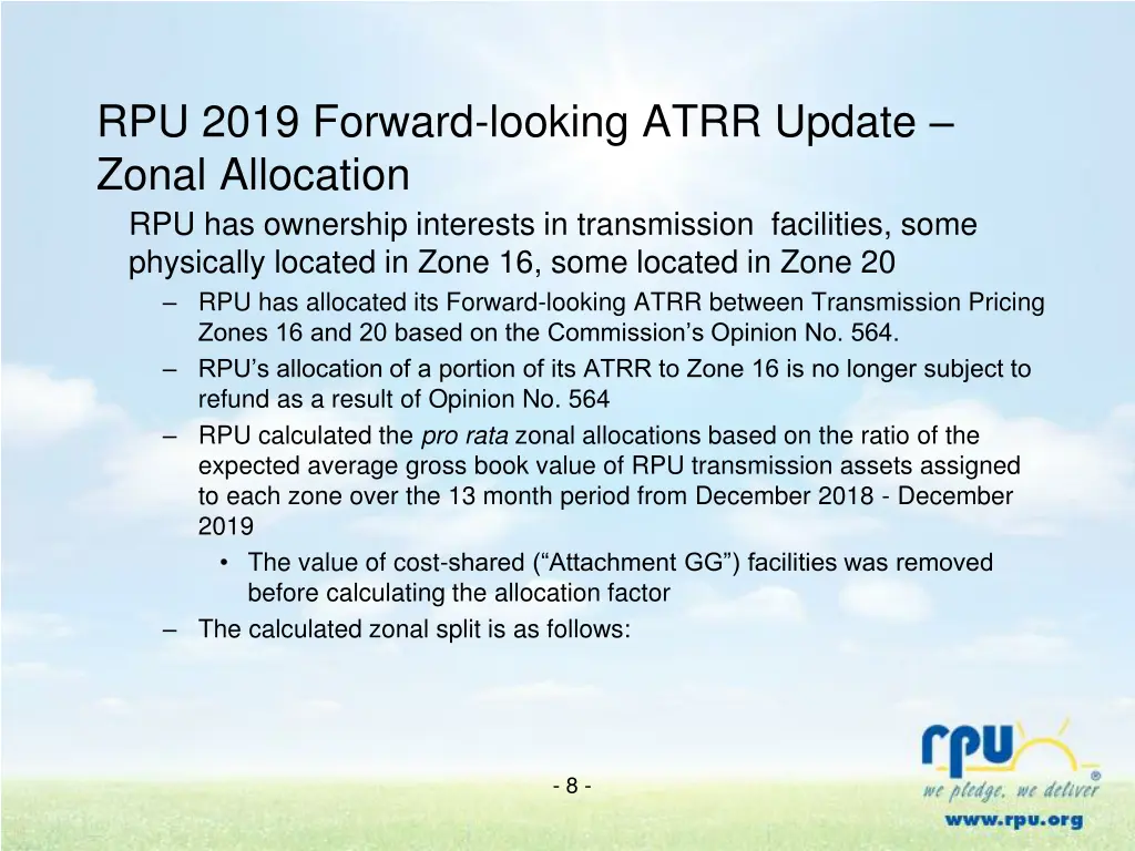 rpu 2019 forward looking atrr update zonal
