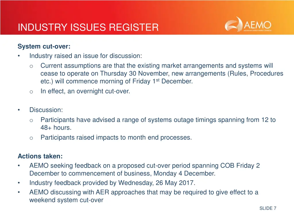 industry issues register