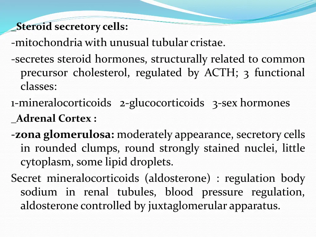 steroid secretory cells mitochondriawith unusual