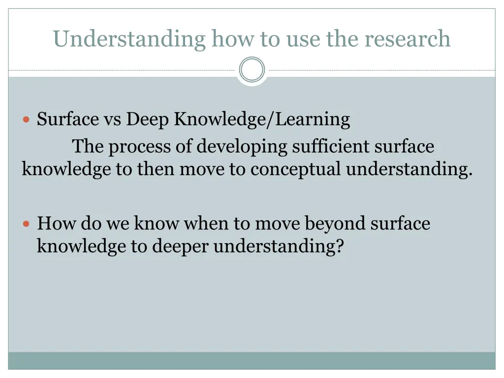 understanding how to use the research