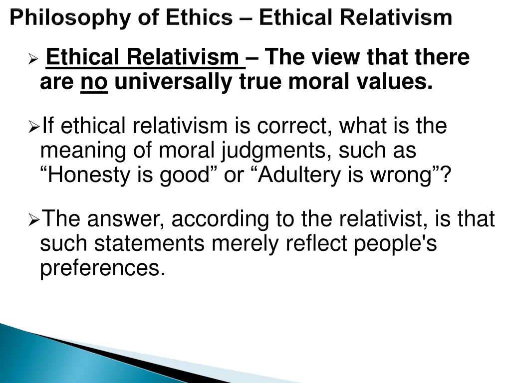 ethical relativism the view that there