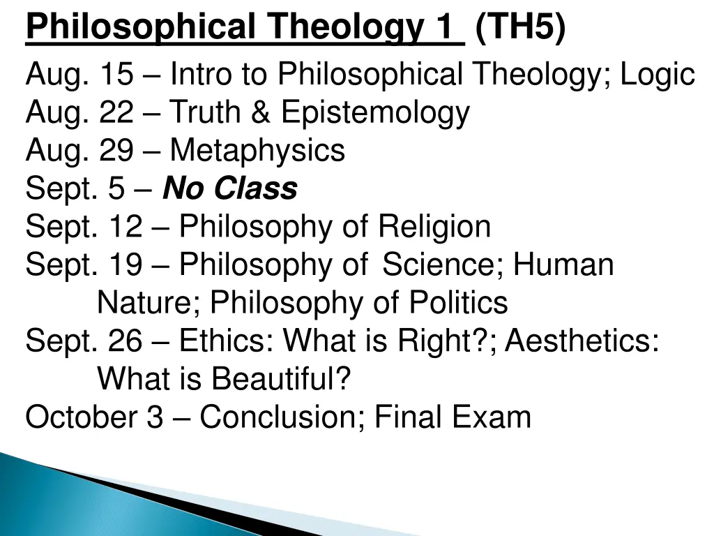 philosophical theology 1 th5 aug 15 intro
