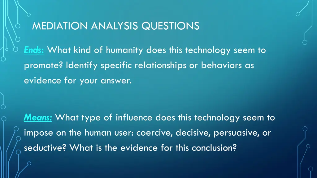 mediation analysis questions