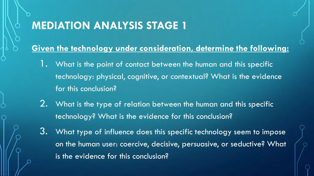 mediation analysis stage 1