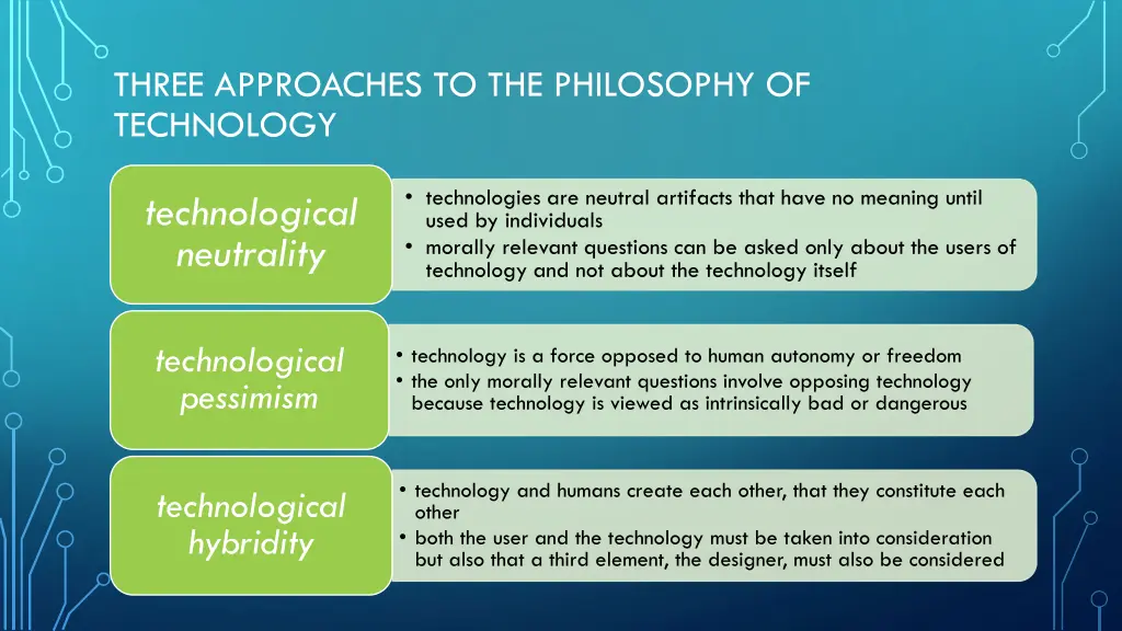 three approaches to the philosophy of technology