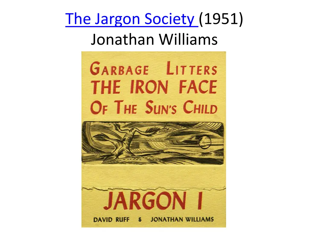 the jargon society 1951 jonathan williams