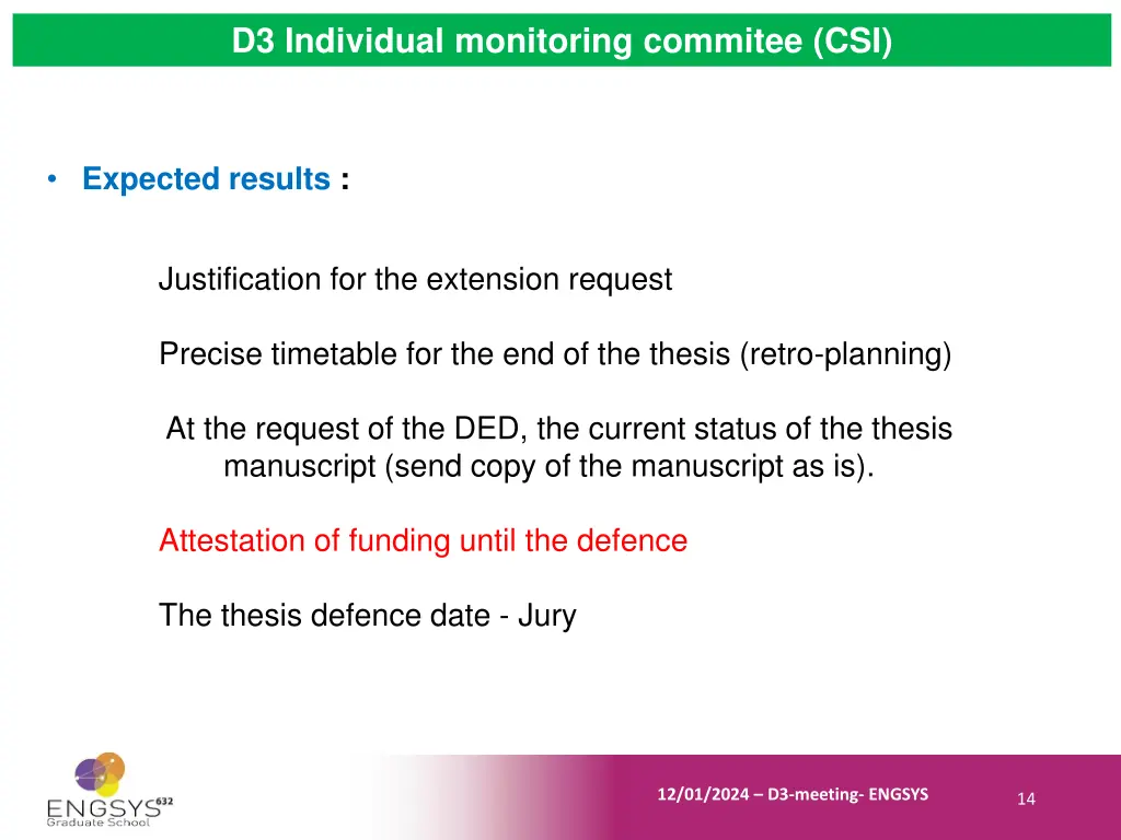 d3 individual monitoring commitee csi