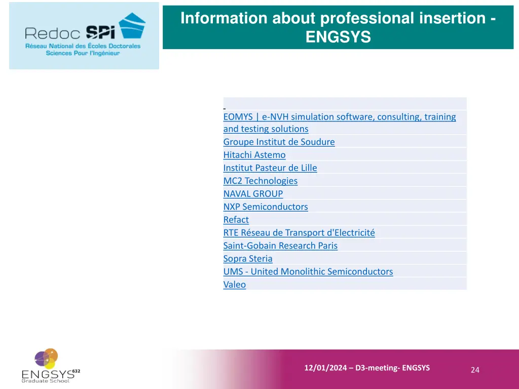 information about professional insertion engsys 5