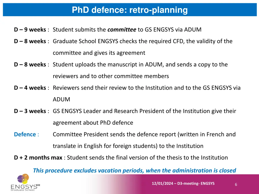 phd defence retro planning