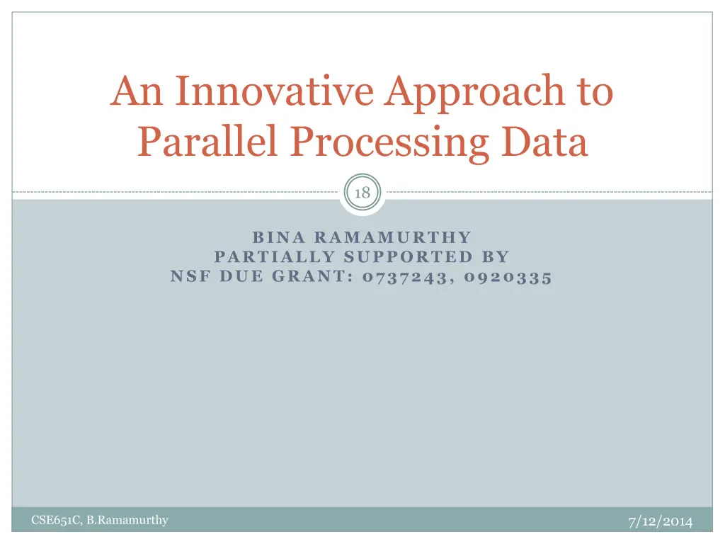an innovative approach to parallel processing data