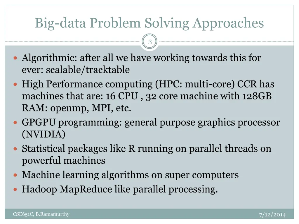 big data problem solving approaches