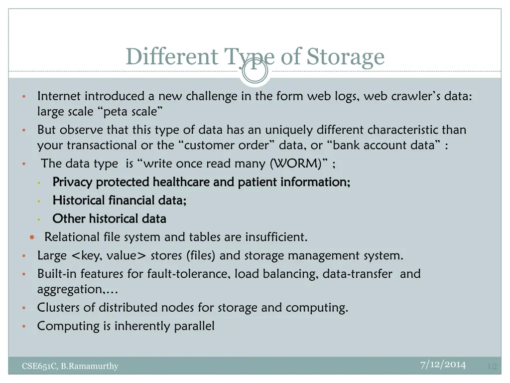 different type of storage
