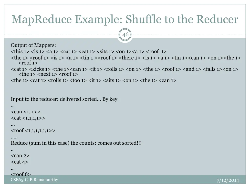 mapreduce example shuffle to the reducer
