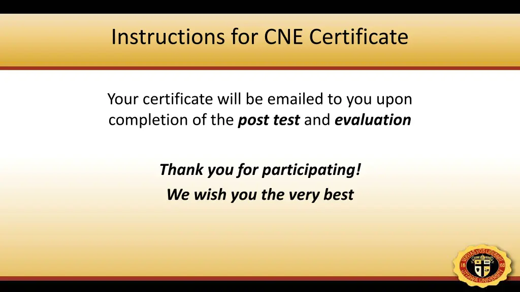 instructions for cne certificate