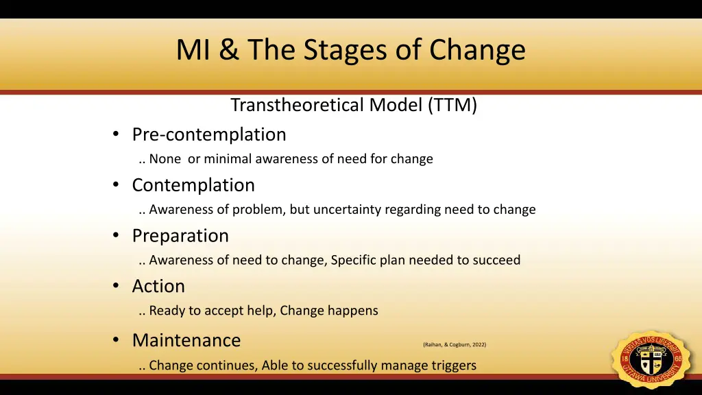 mi the stages of change