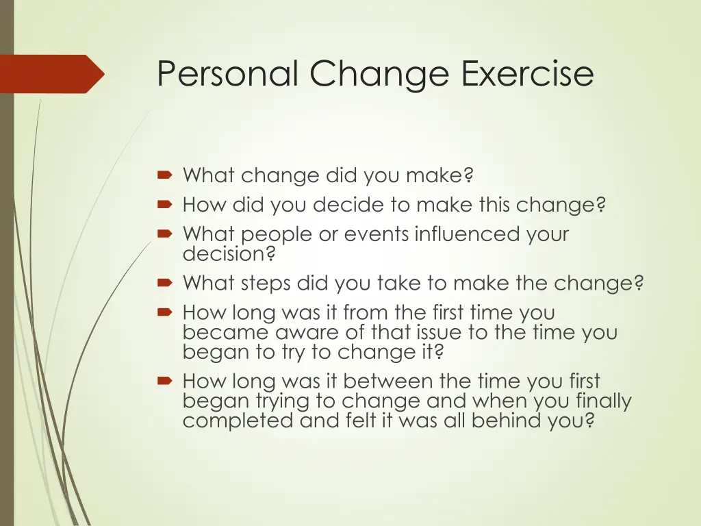 personal change exercise