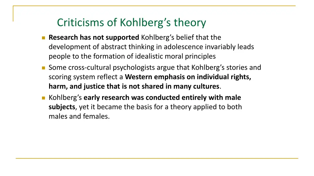 criticisms of kohlberg s theory